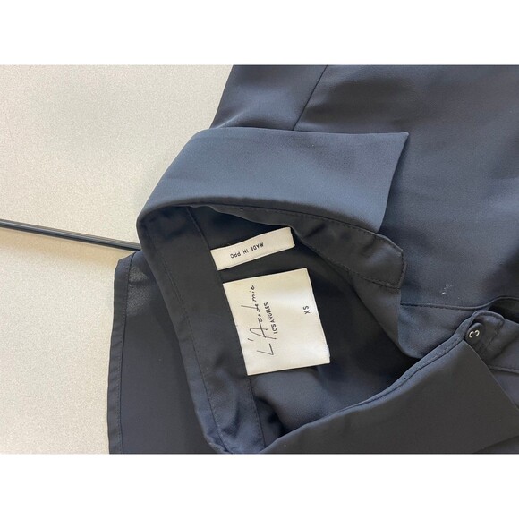 L’Academie Women’s Short Sleeve Button Down Black Dress XS - Picture 4 of 6